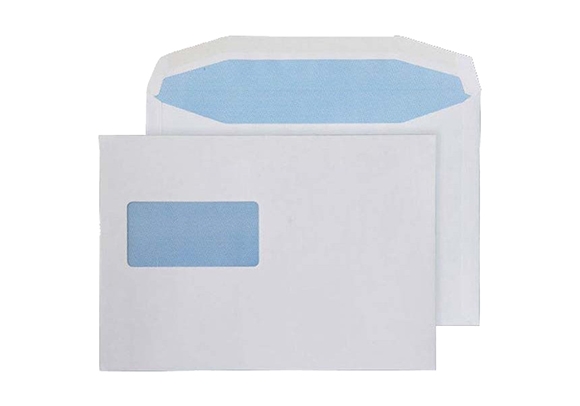 162 x 229 White Envelope With Window - Gummed - Wallet 90gsm